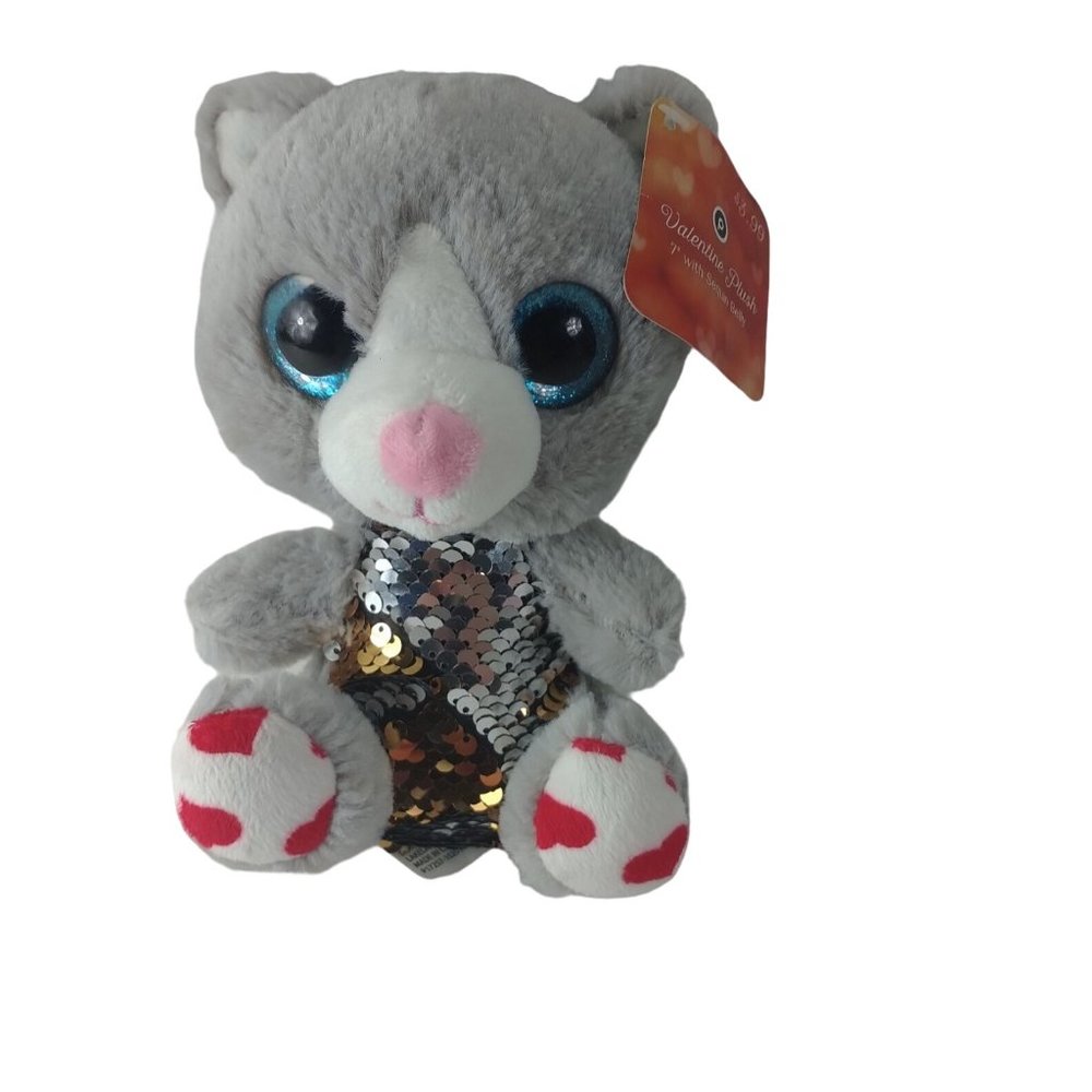 Publix Valentine's Bear W/Sequin Belly Plush 7" Stuffed Animal